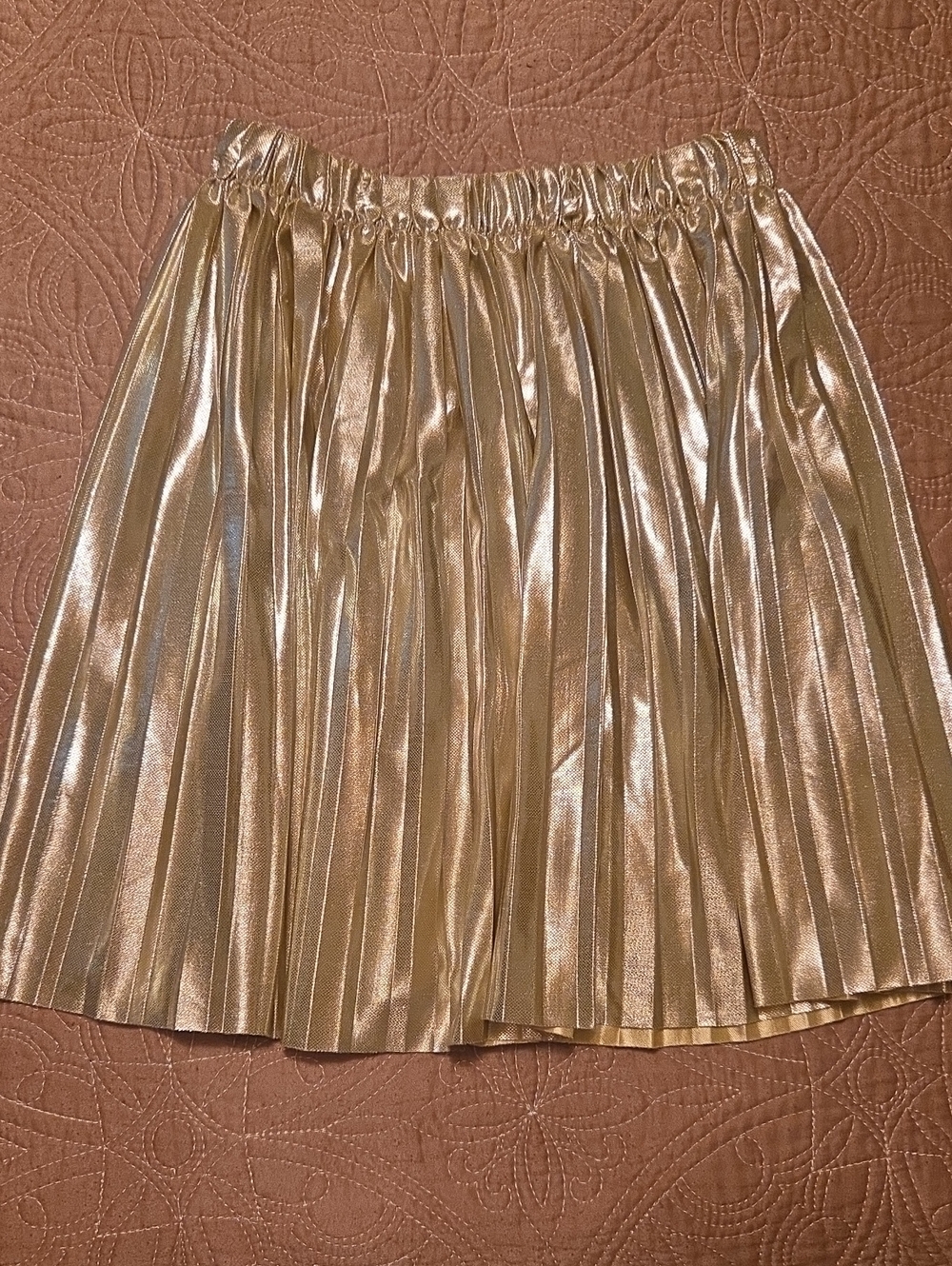 Zara Kids Girls' Metallic Gold Pleated Skirt